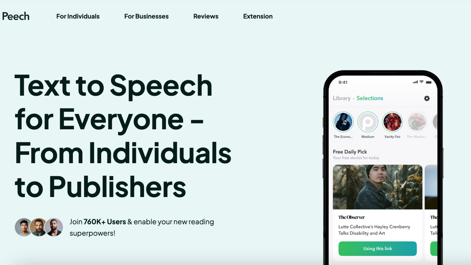 Peech - Text to Speech Reader screenshot