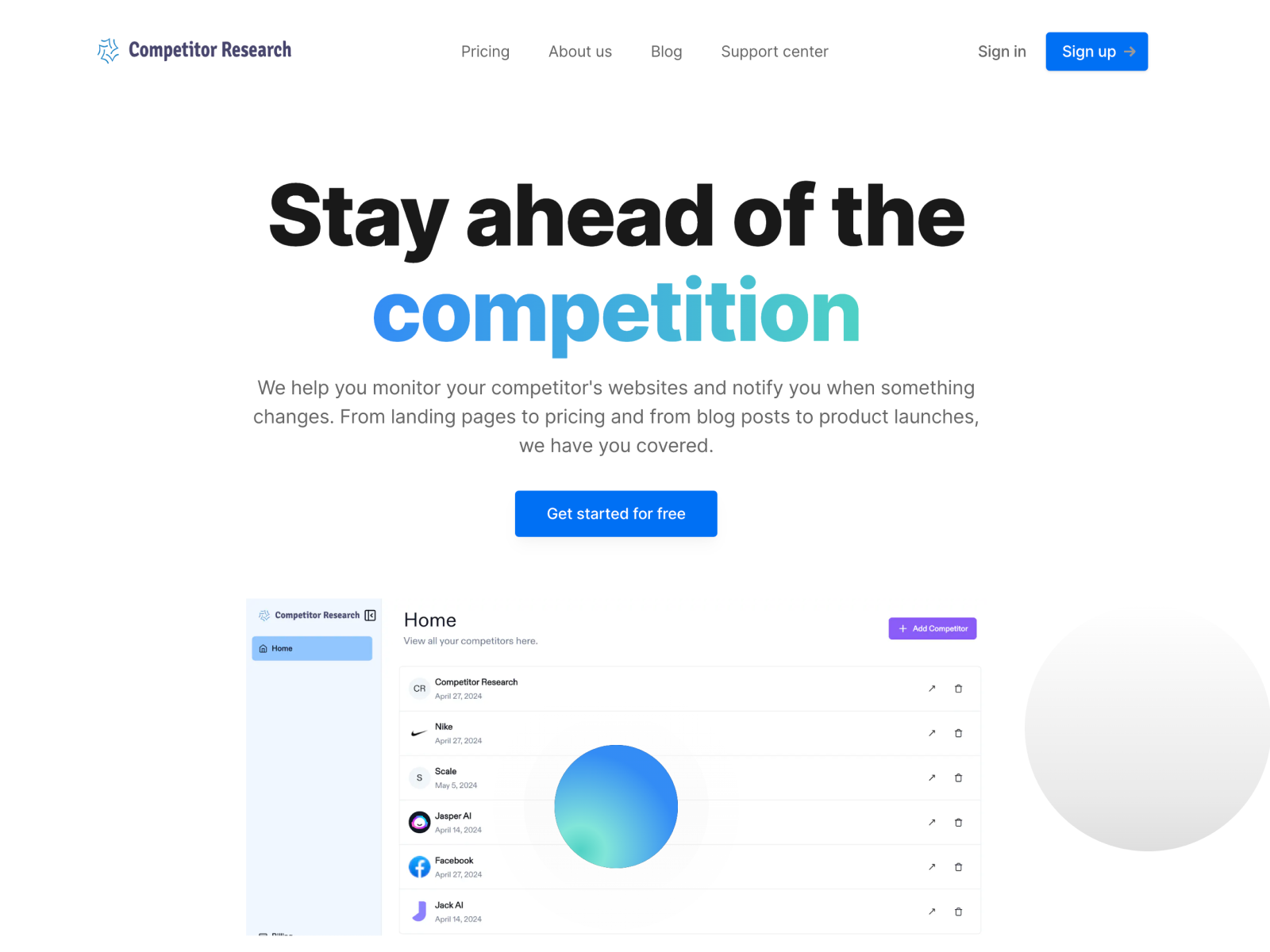 Competitor Research screenshot