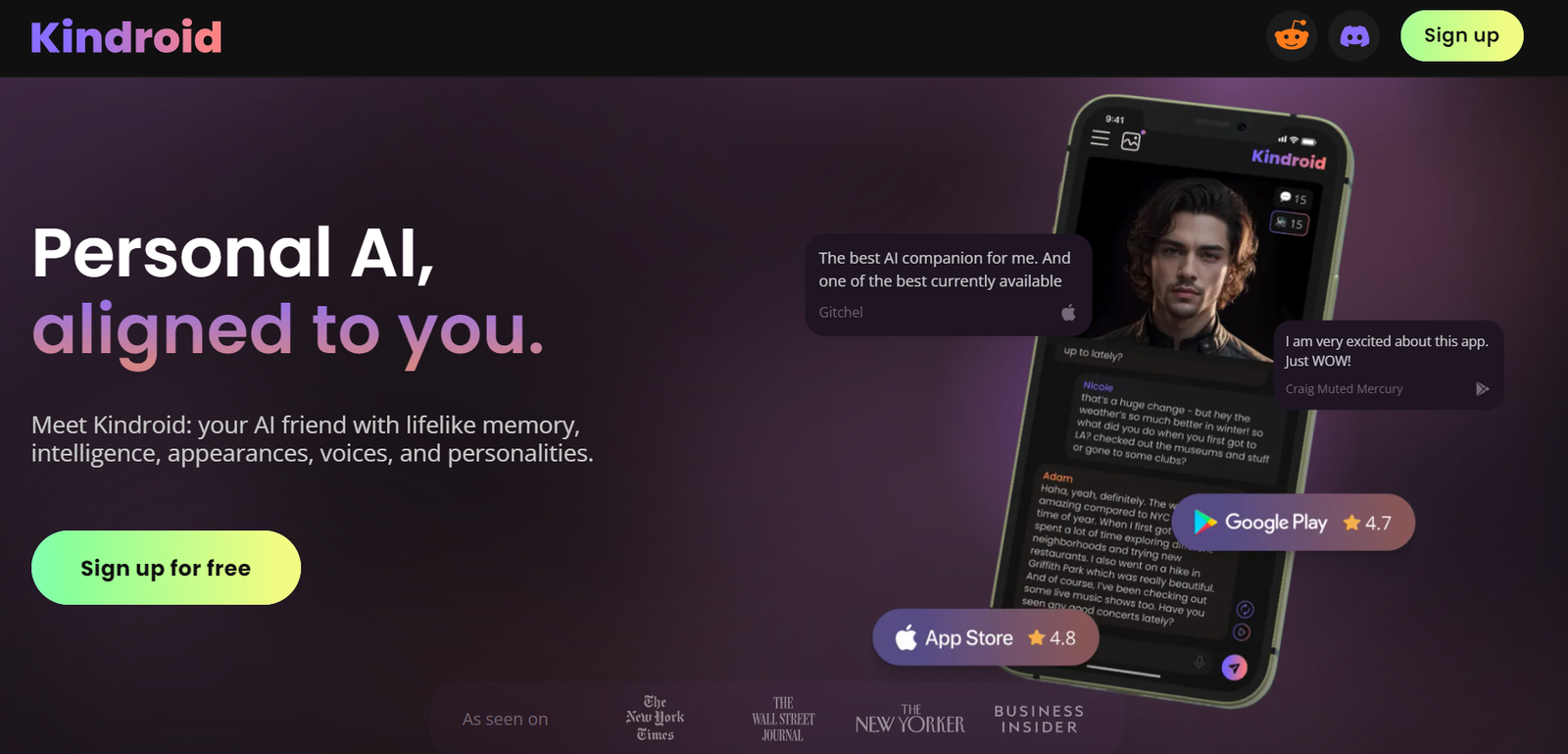 Kindroid screenshot
