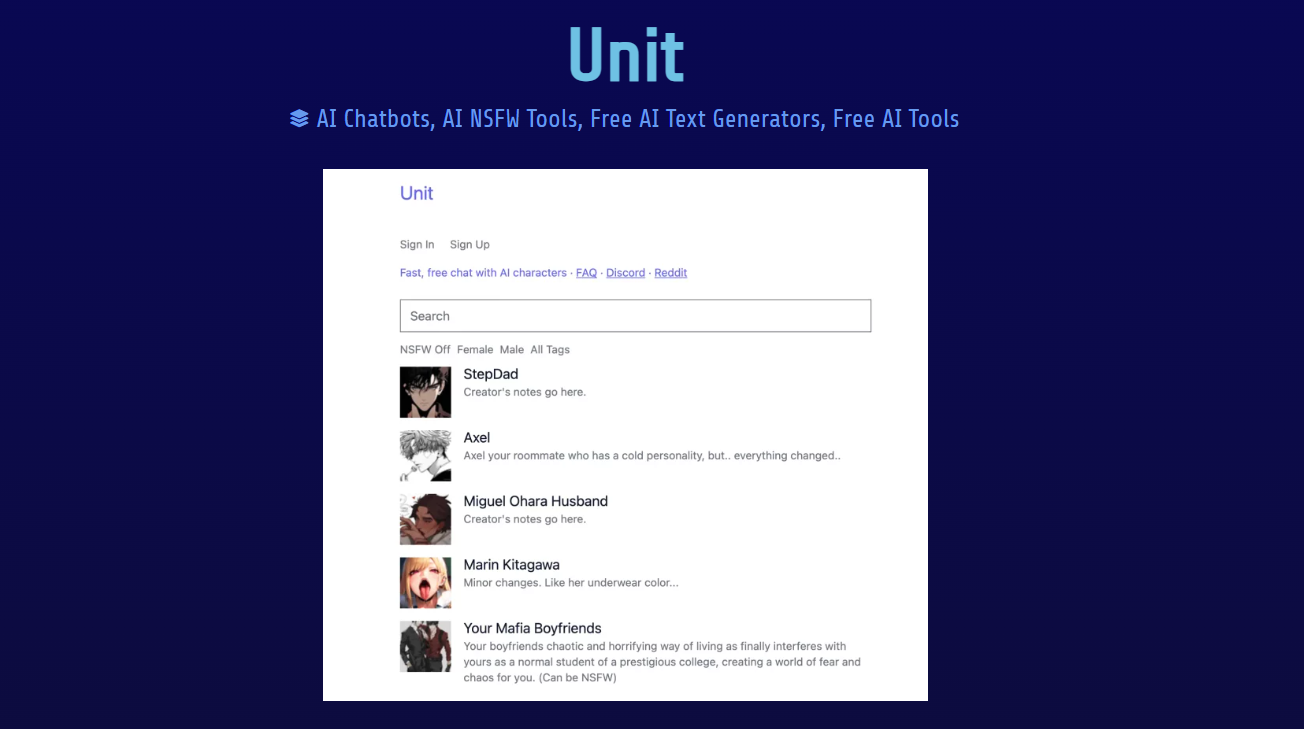 Unit screenshot
