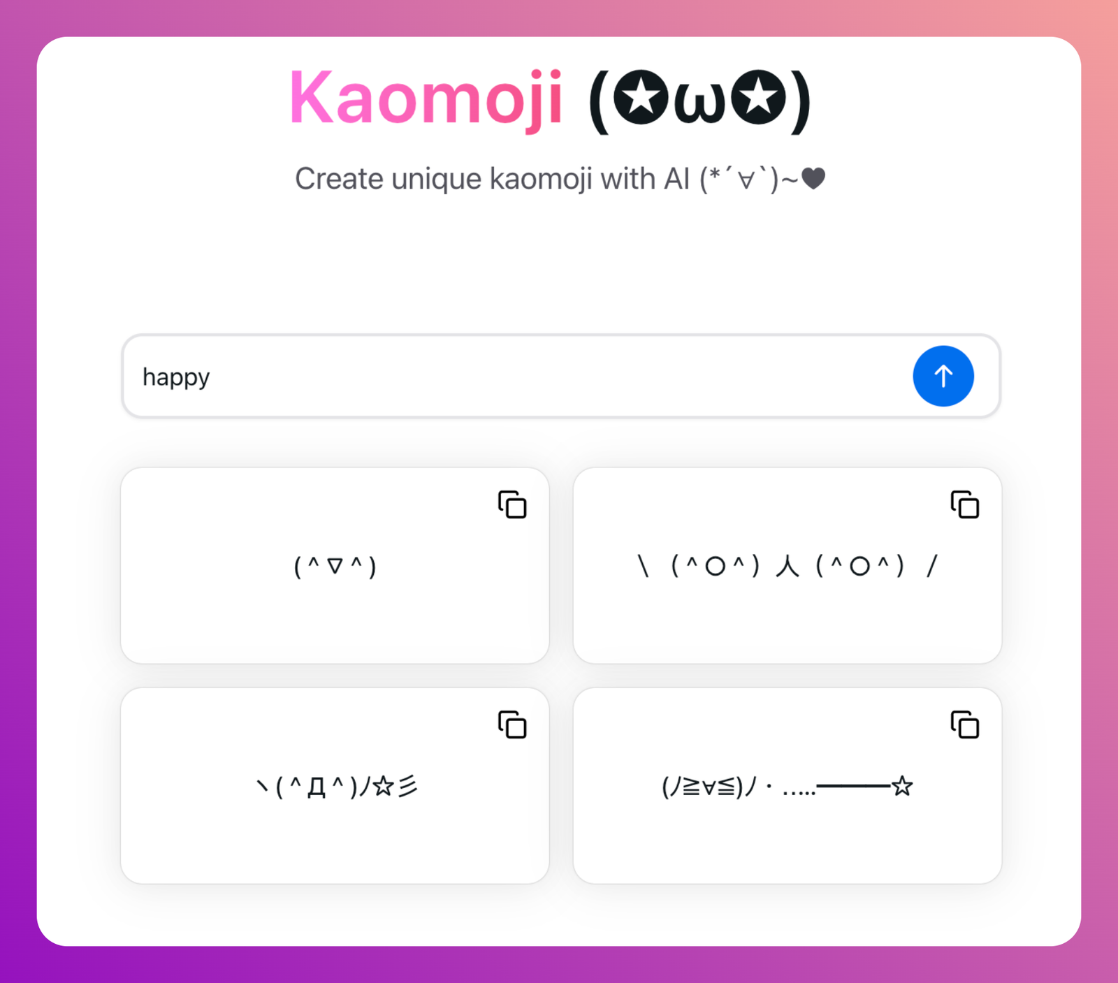 Kaomoji screenshot