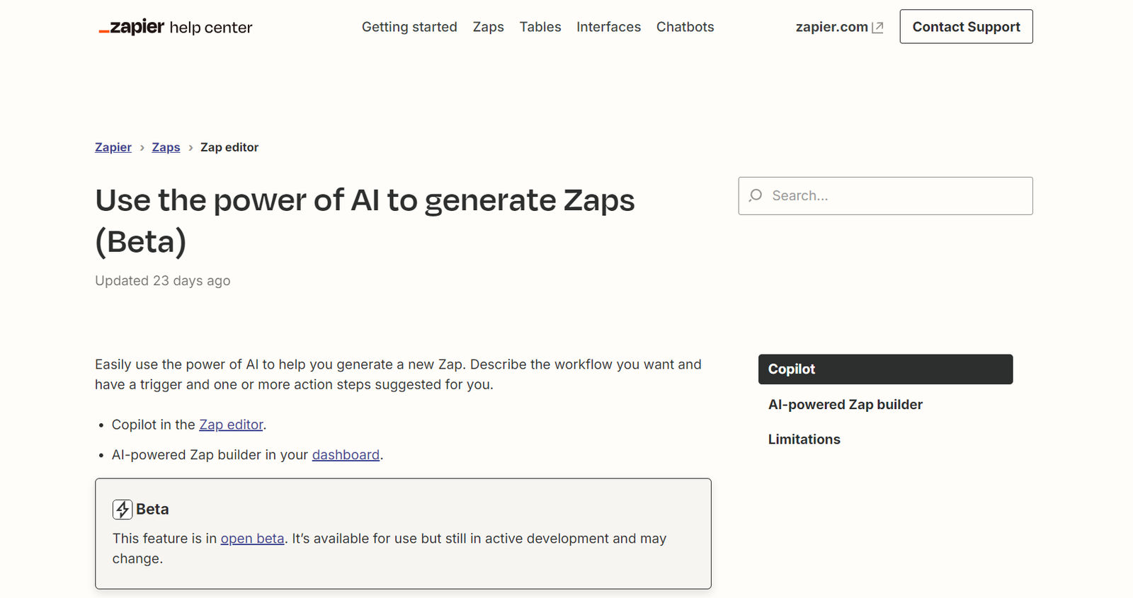 Create a Zap by Zapier screenshot
