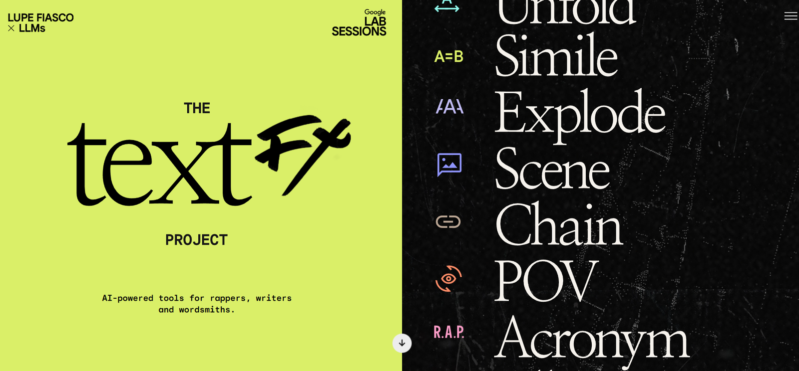TextFX by Google screenshot