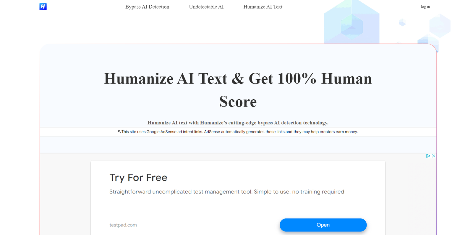 Humanize screenshot