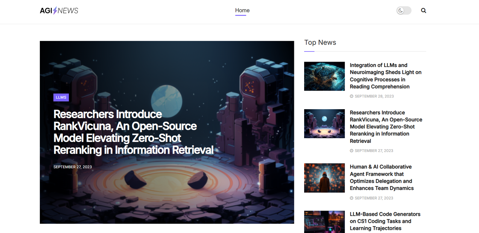 The AGI News screenshot