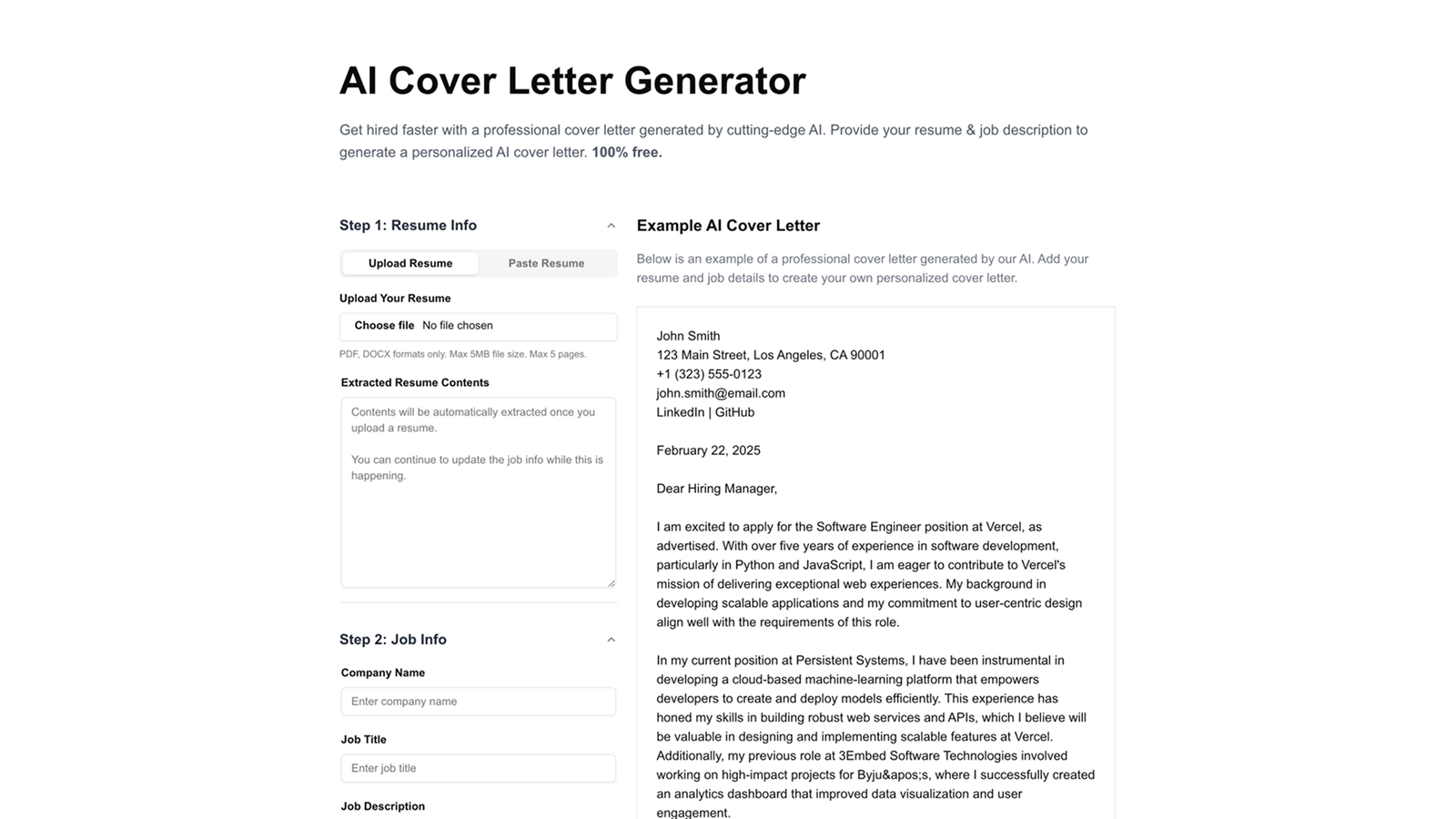 Cover Letter Generator AI screenshot