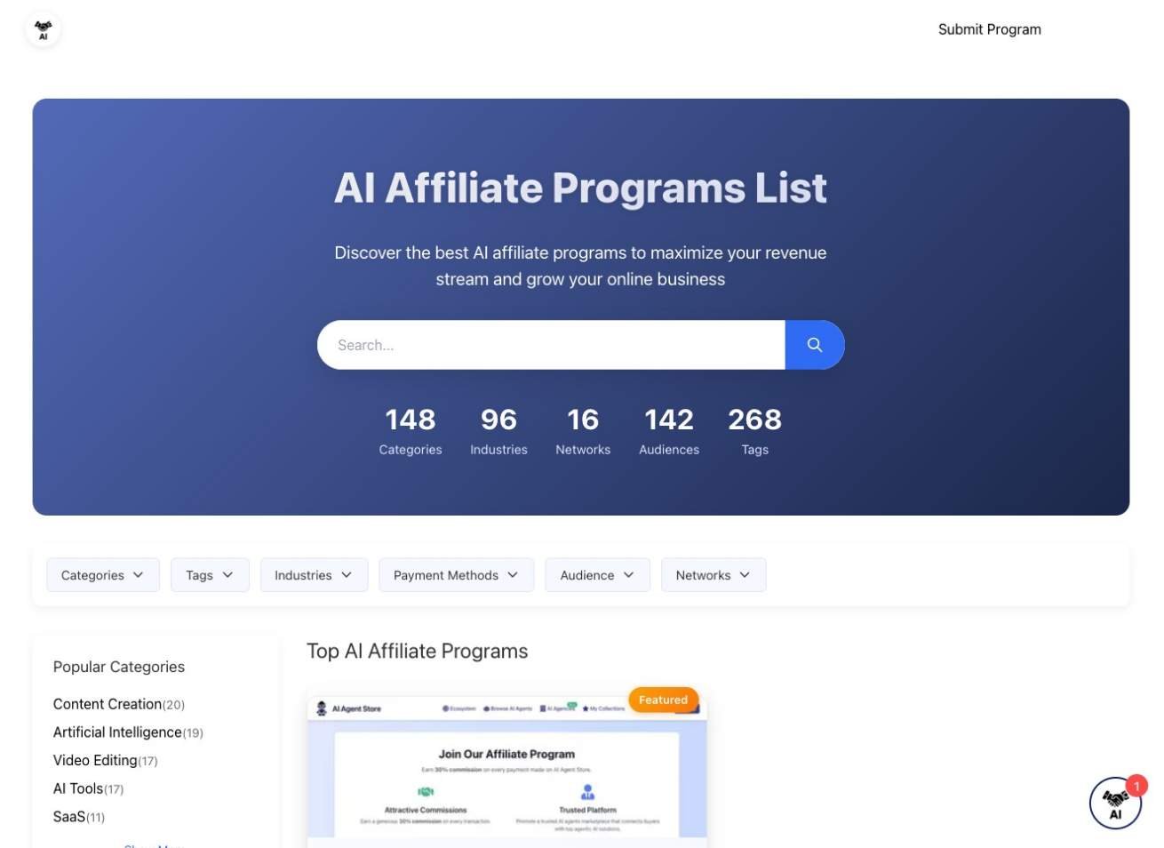 AI Affiliate Programs screenshot