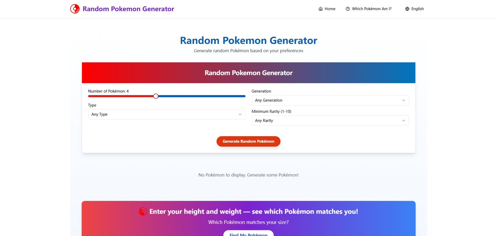 Random Pokémon Generator (RandomPokemon.games) screenshot