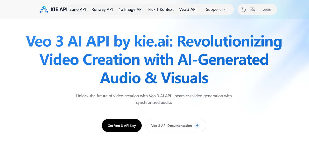 Kie.ai Veo 3 API screenshot