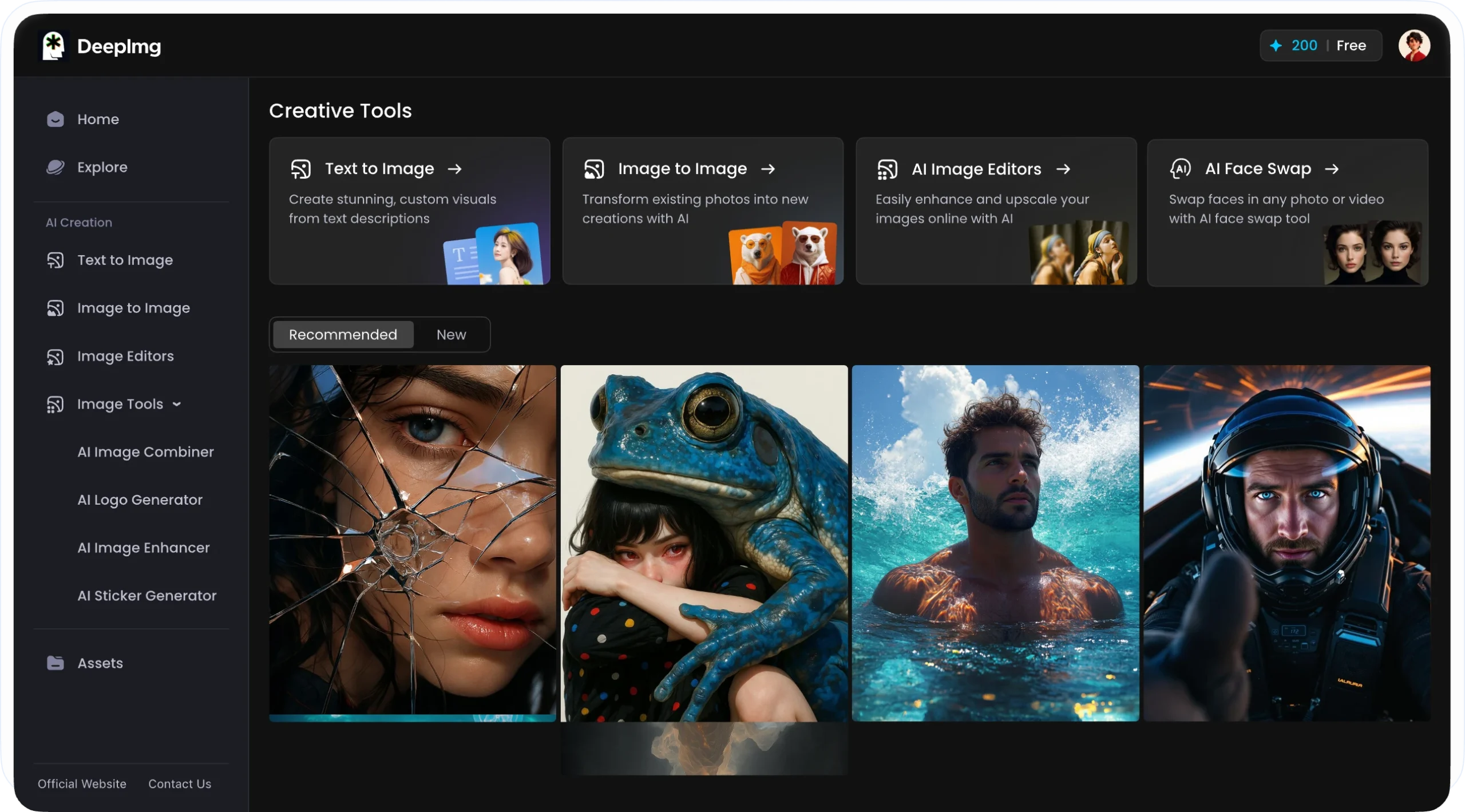 Free AI Image Generator Online DeepImg screenshot